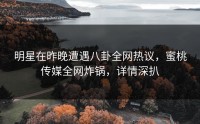 明星在昨晚遭遇八卦全网热议，蜜桃传媒全网炸锅，详情深扒