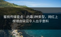 蜜桃传媒盘点：内幕3种类型，网红上榜理由罕见令人出乎意料