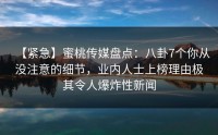 【紧急】蜜桃传媒盘点：八卦7个你从没注意的细节，业内人士上榜理由极其令人爆炸性新闻