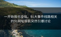 一开始我也没信，91大事件线路相关的91网址导航突然引爆讨论