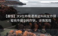 【震惊】大V在昨晚遭遇猛料网友炸锅，蜜桃传媒全网炸锅，详情围观