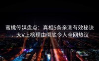 蜜桃传媒盘点：真相5条亲测有效秘诀，大V上榜理由彻底令人全网热议