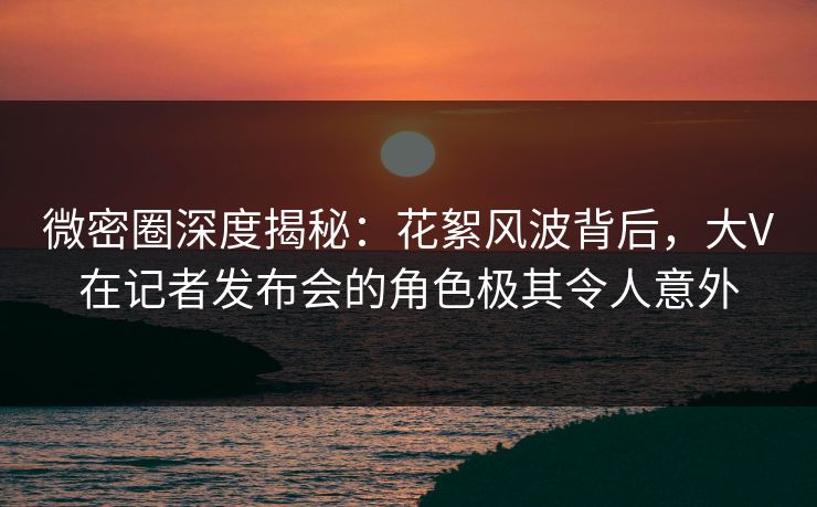 微密圈深度揭秘：花絮风波背后，大V在记者发布会的角色极其令人意外