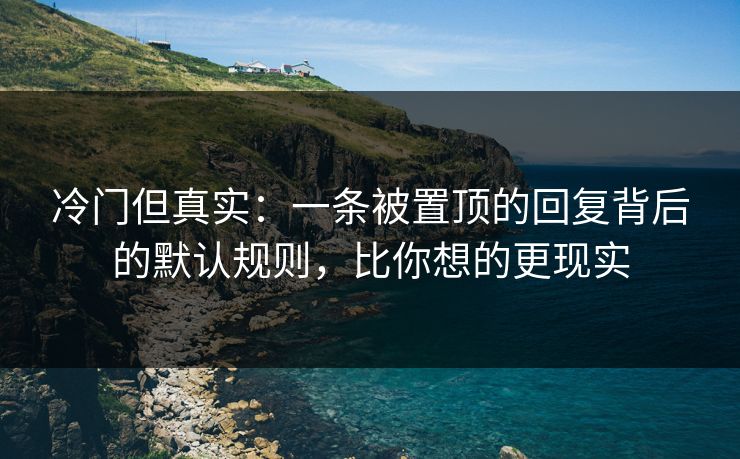 冷门但真实:一条被置顶的回复背后的默认规则,比你想的更现实 冷门但真实:一条被置顶的回复背后的默认规则,比你想的更现实