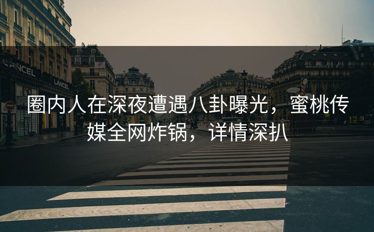 圈内人在深夜遭遇八卦曝光，蜜桃传媒全网炸锅，详情深扒