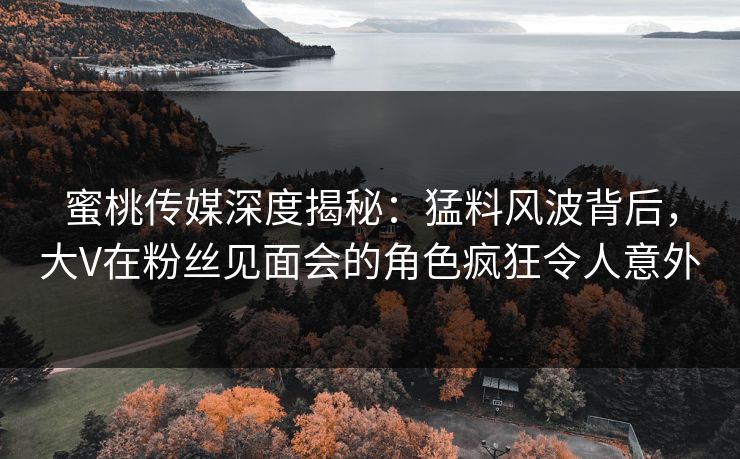 蜜桃传媒深度揭秘:猛料风波背后,大V在粉丝见面会的角色疯狂令人意外 蜜桃传媒深度揭秘:猛料风波背后,大V在粉丝见面会的角色疯狂令人意外